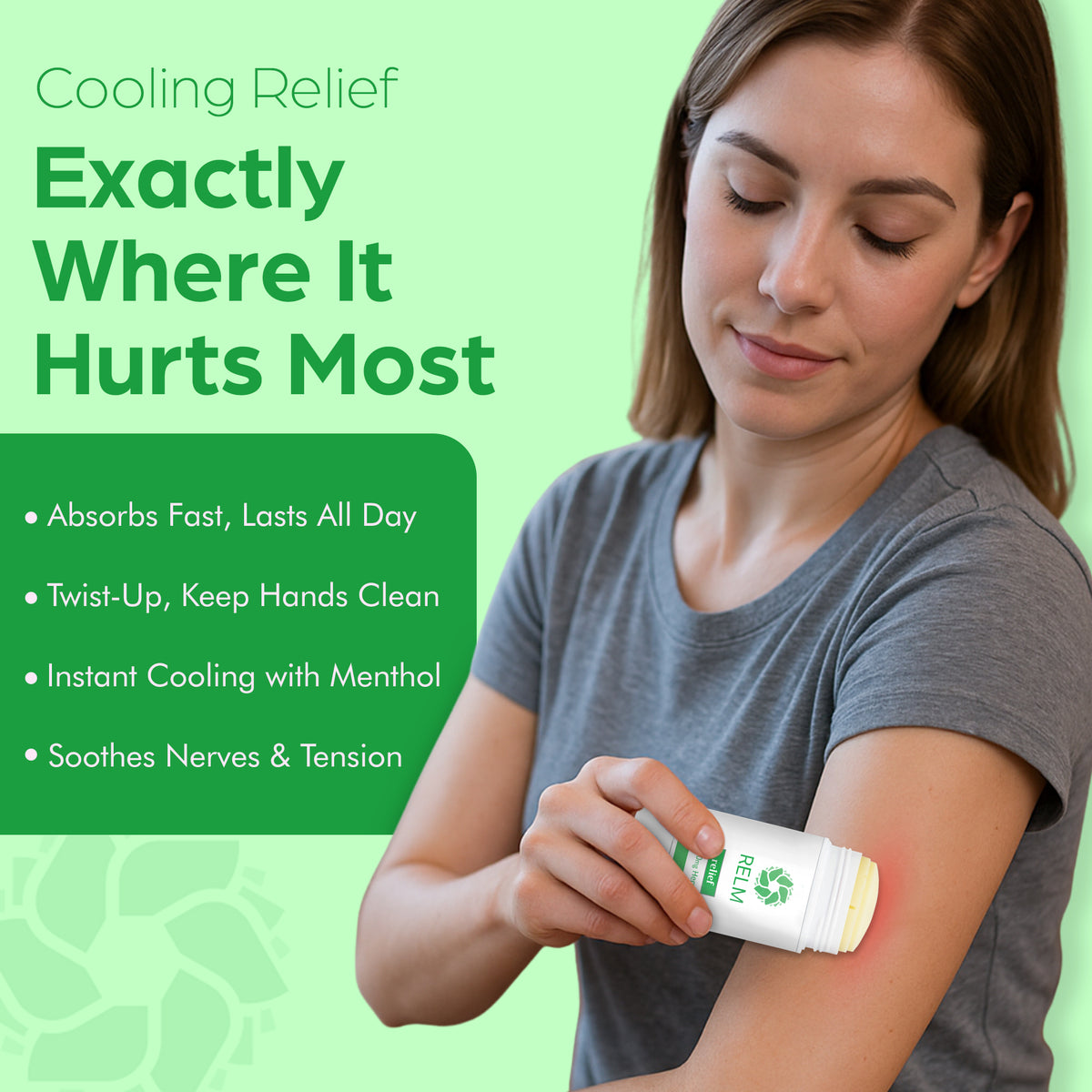 Relm Relief menthol hemp stick for tired muscles and feet