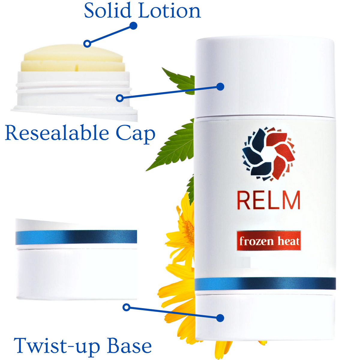 Relm Frozen Heat Stick, 1,000 mg hemp cooling and warming solid lotion