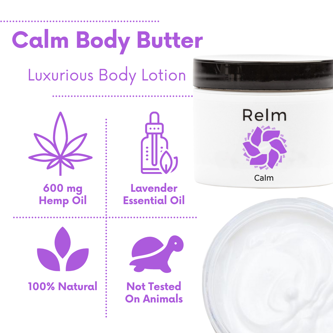 Calm Body Butter 600 mg hemp lavender cream details